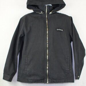 Vintage 90s Darkstar Skateboard Gothic Hooded Canvas Jacket Mens Small